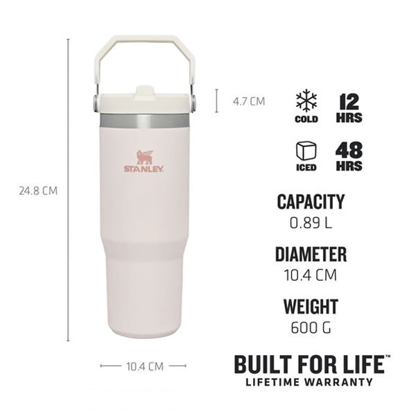 ماگ استنلی نی دار مدل THE ICEFLOW FLIP STRAW TUMBLER 0/89 l 